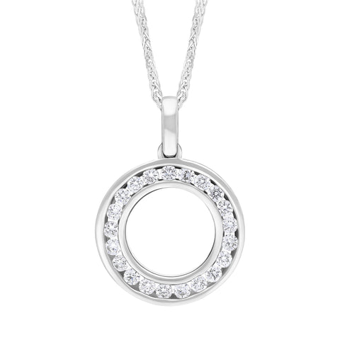 18ct White Gold 0.25ct Diamond Circle Necklace
