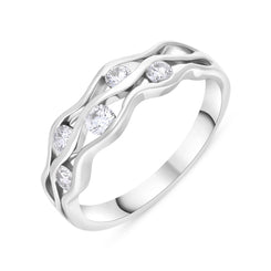 18ct White Gold 0.35ct Diamond Tension Set Wave Ring