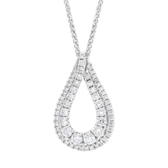 18ct White Gold 0.59ct Diamond Open Pear Necklace