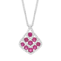 18ct White Gold 0.87ct Ruby 0.22ct Diamond Teardrop Necklace