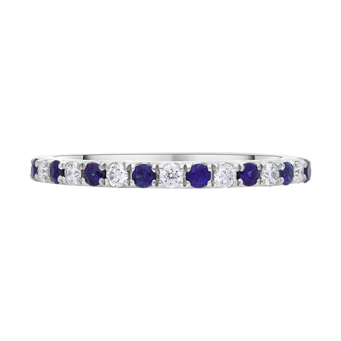 18ct White Gold 0.21ct Sapphire 0.14ct Diamond Castle Set Half Eternity Ring, FEU-3013