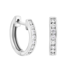 18ct White Gold Diamond 0.24ct channel Set Hoop Earrings, E2599
