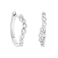 18ct White Gold Diamond 0.32ct Claw Set Hoop Earrings