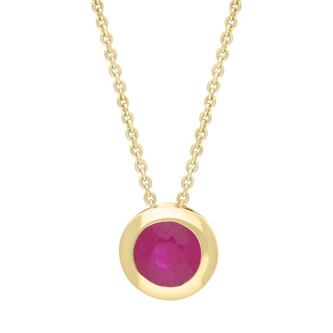 18ct Yellow Gold 0.70ct Ruby Round Necklace