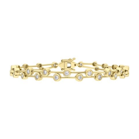 18ct Yellow Gold 0.94ct Diamond Double Row Bubble Bracelet