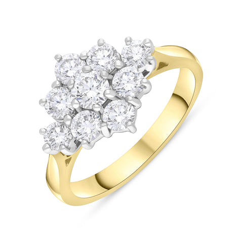 18ct Yellow Gold 1.27ct Diamond Cluster Ring