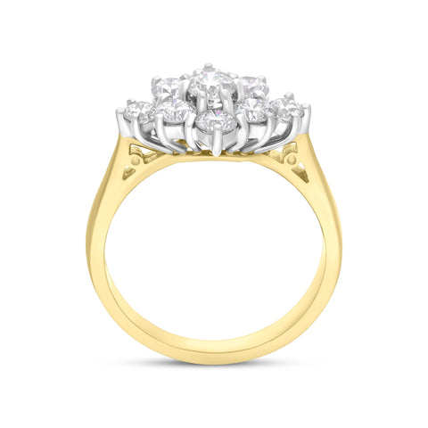 18ct Yellow Gold 1.27ct Diamond Cluster Ring