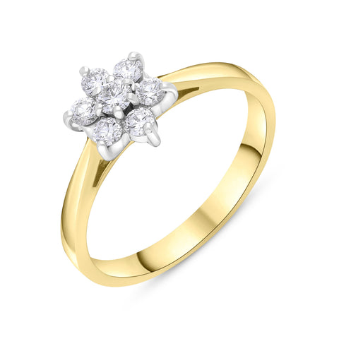 18ct Yellow Gold 0.34ct Diamond Cluster Ring