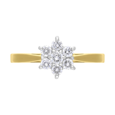 18ct Yellow Gold 0.34ct Diamond Cluster Ring