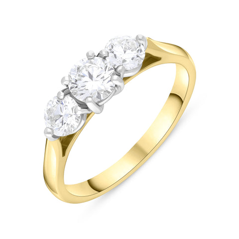 18ct Yellow Gold 1.00ct Diamond Three Stone Ring