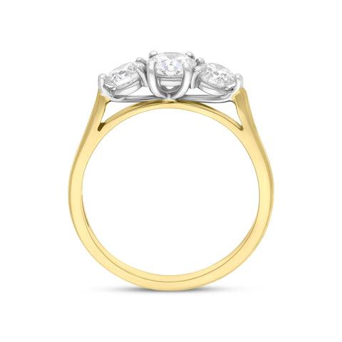 18ct Yellow Gold 1.00ct Diamond Three Stone Ring