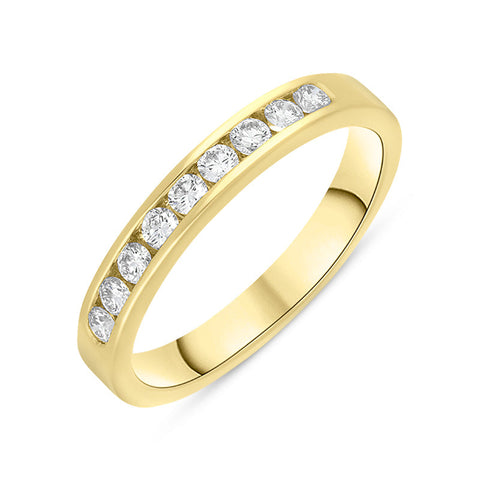 18ct Yellow Gold 0.30ct Diamond Nine Stone Channel Set Eternity Ring FEU-2598