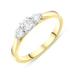 18ct Yellow Gold 0.49ct Diamond Three Stone Ring FEU-563