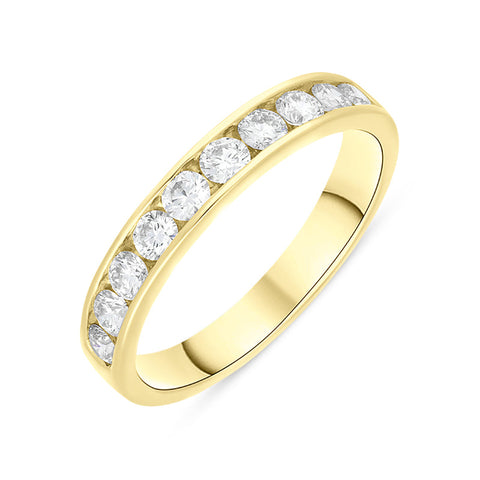 18ct Yellow Gold 0.75ct Diamond Ten Stone Channel Set Eternity Ring FEU-2599