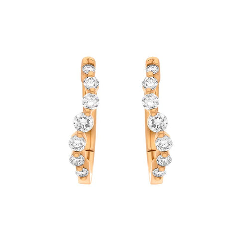 18ct Rose Gold Diamond 0.32ct Claw Set Hoop Earrings