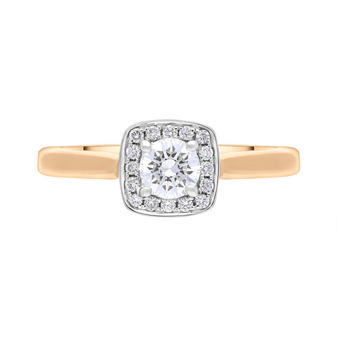 18ct Rose Gold Diamond Cushion Shape Pave Set Cluster Ring