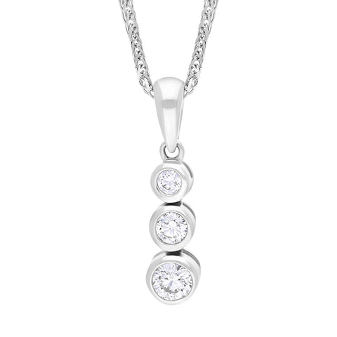 18ct White Gold 0.21ct Diamond Graduating Trilogy Pendant FEU-2823