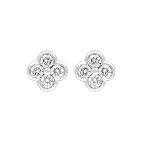 18ct White Gold 0.25ct Diamond Cluster Stud Earrings, FEU-2685.