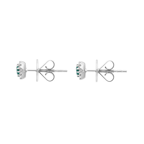 18ct White Gold 0.31ct Emerald Diamond Cluster Earrings
