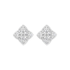 18ct White Gold 0.33ct Diamond Square Cluster Stud Earrings FEU-2778