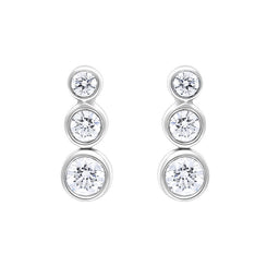 18ct White Gold 0.42ct Diamond Graduated Trilogy Earrings