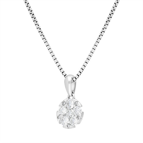 18ct White Gold 0.46ct Diamond Round Cluster Pendant