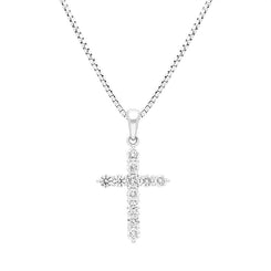 18ct White Gold 0.50ct Diamond Cross Pendant, FEU-2675.