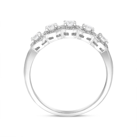 18ct White Gold 0.50ct Diamond Pave Cluster Half Eternity Ring