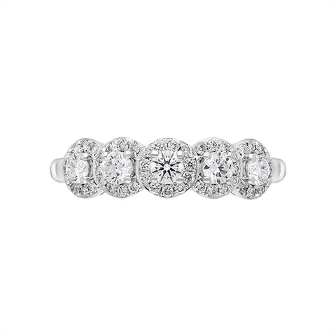 18ct White Gold 0.50ct Diamond Pave Cluster Half Eternity Ring