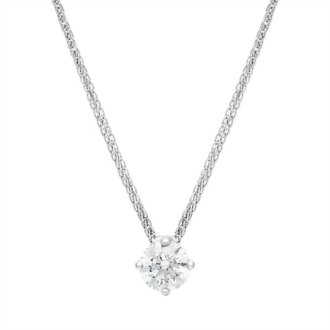 18ct White Gold 0.50ct Diamond Round Brilliant Cut Solitaire Slider Pendant, FEU-2667.