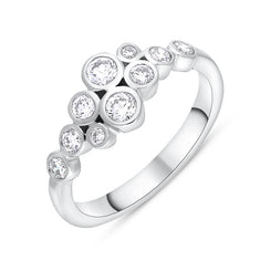 18ct White Gold 0.51ct Diamond Cluster Bubble Ring FEU-2746