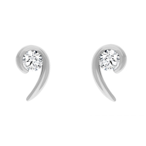 18ct White Gold 0.56ct Diamond Swirl Stud Earrings, STC-068.