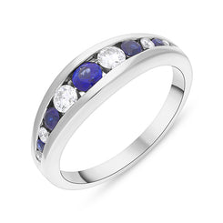 18ct White Gold 0.57ct Diamond Sapphire Graduated Eternity Ring