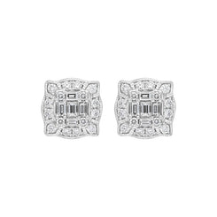 18ct White Gold 0.58ct Diamond Cluster Stud Earrings FEU-2779
