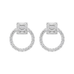 18ct White Gold 0.59ct Diamond Circle Earrings FEU-2776