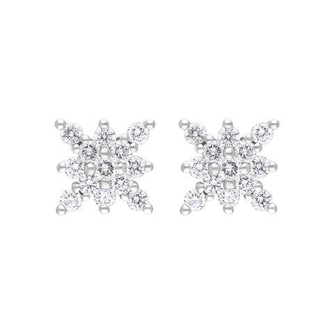 18ct White Gold 0.68ct Diamond Star Cluster Earrings FEU-2749