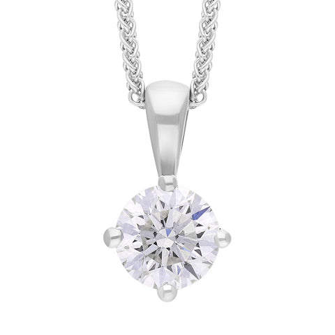 18ct White Gold 0.70ct Diamond Solitaire Pendant Necklace