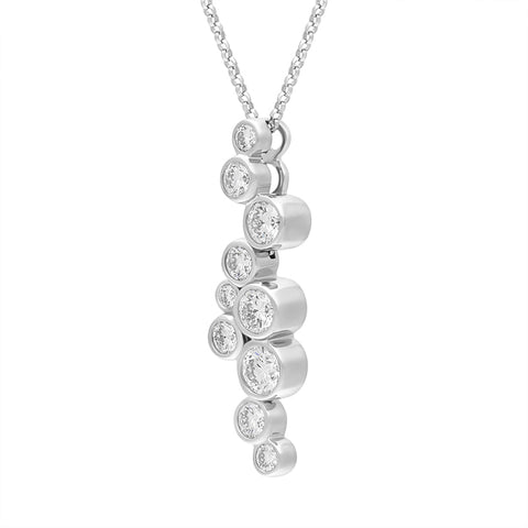 18ct White Gold 1.01ct Diamond Offset Cascading Pendant