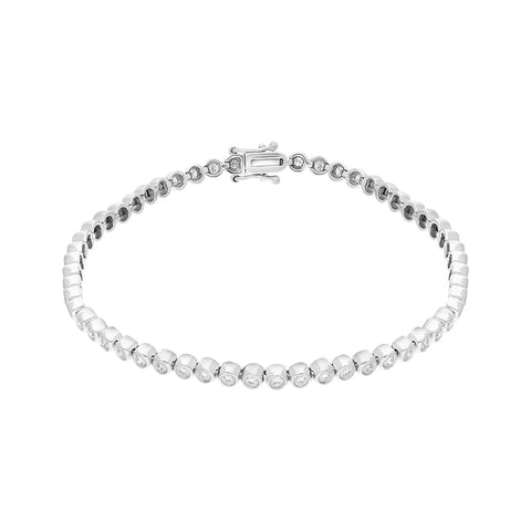 18ct White Gold 1.07ct Diamond Rub Over Set Line Bracelet FEU-2722