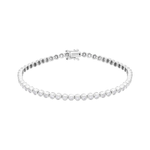 18ct White Gold 1.07ct Diamond Rub Over Set Line Bracelet FEU-2722