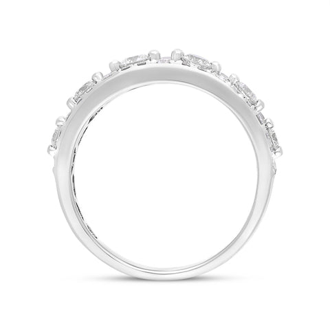 18ct White Gold 1.37ct Diamond Three Row Half Eternity Ring
