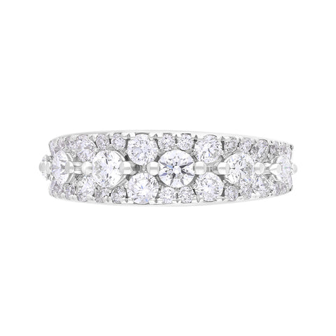 18ct White Gold 1.37ct Diamond Three Row Half Eternity Ring