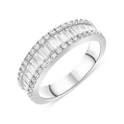 18ct White Gold 1.44ct Diamond Baguette Round Brilliant Cut Eternity Ring, FEU-2537