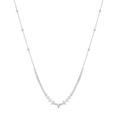 18ct White Gold 2.33ct Diamond Graduated Collar Necklace FEU-2788