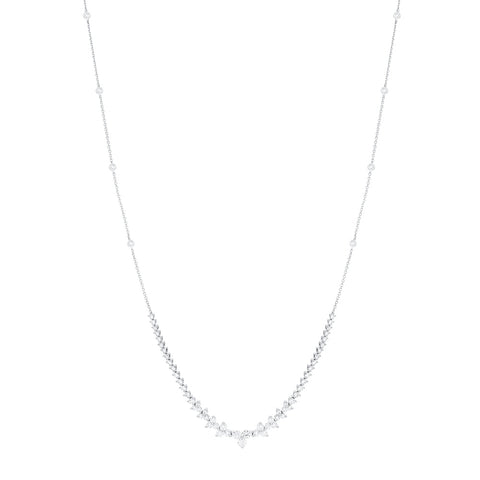 18ct White Gold 2.33ct Diamond Graduated Collar Necklace