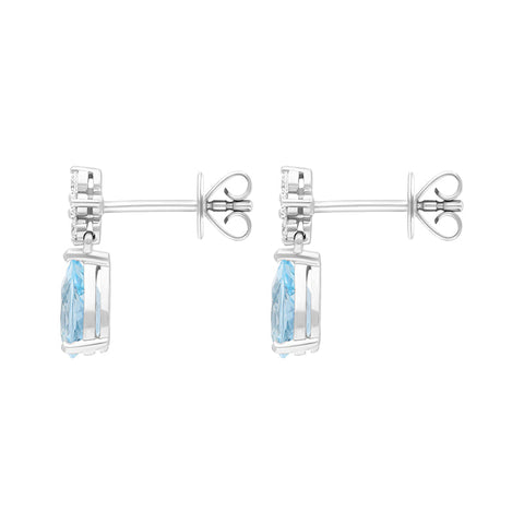 18ct White Gold Aquamarine Diamond Drop Earrings