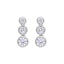 18ct White Gold 0.42ct Diamond Graduated Trilogy Earrings FEU-2822