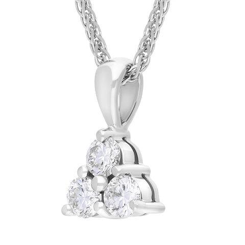 18ct White Gold Diamond Three Stone Pendant Necklace