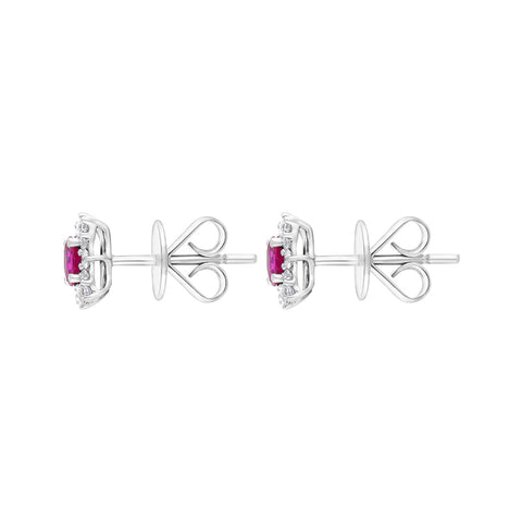 18ct White Gold Ruby Diamond Cluster Star Stud Earrings