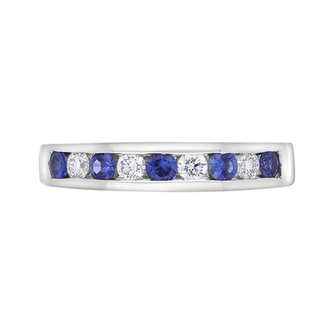 18ct White Gold Sapphire Diamond Channel Set Eternity Ring